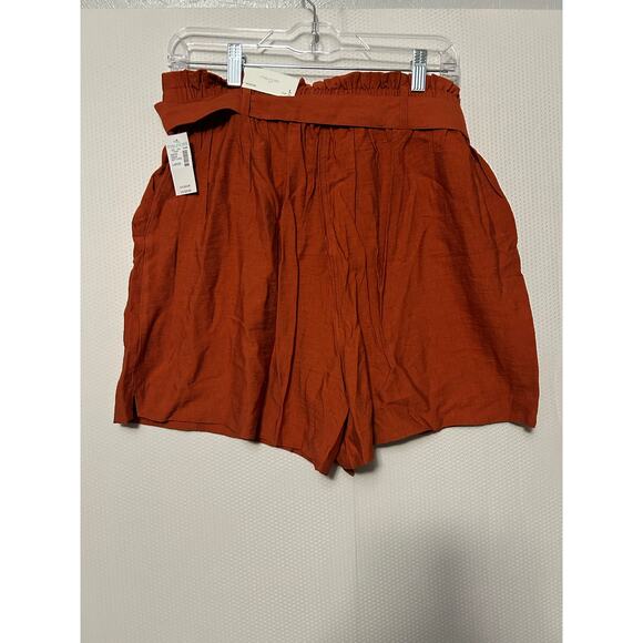 Maurices Shorts Burnt Orange Belted Elastic Waist 4" High Rise Shorts NWT Large - Picture 8 of 10